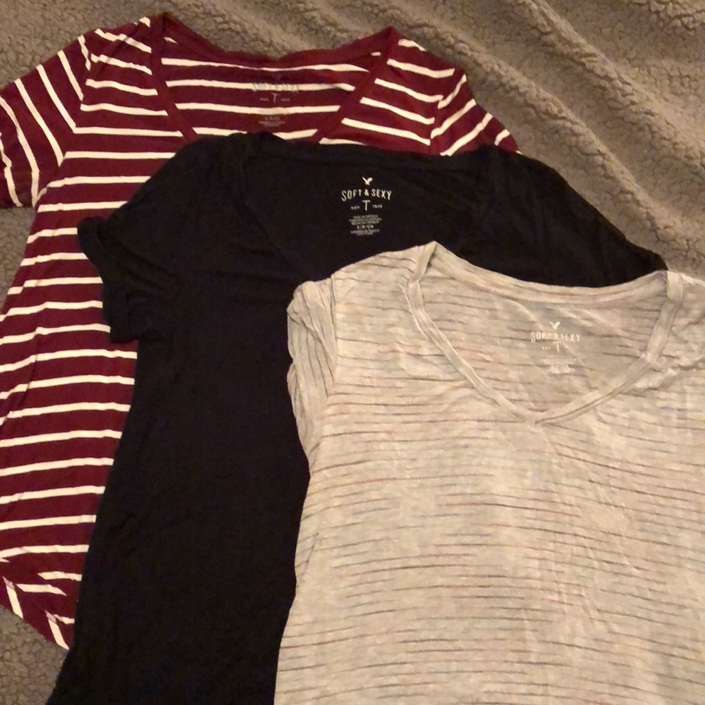 Three American Eagle soft and sexy vneck shirts